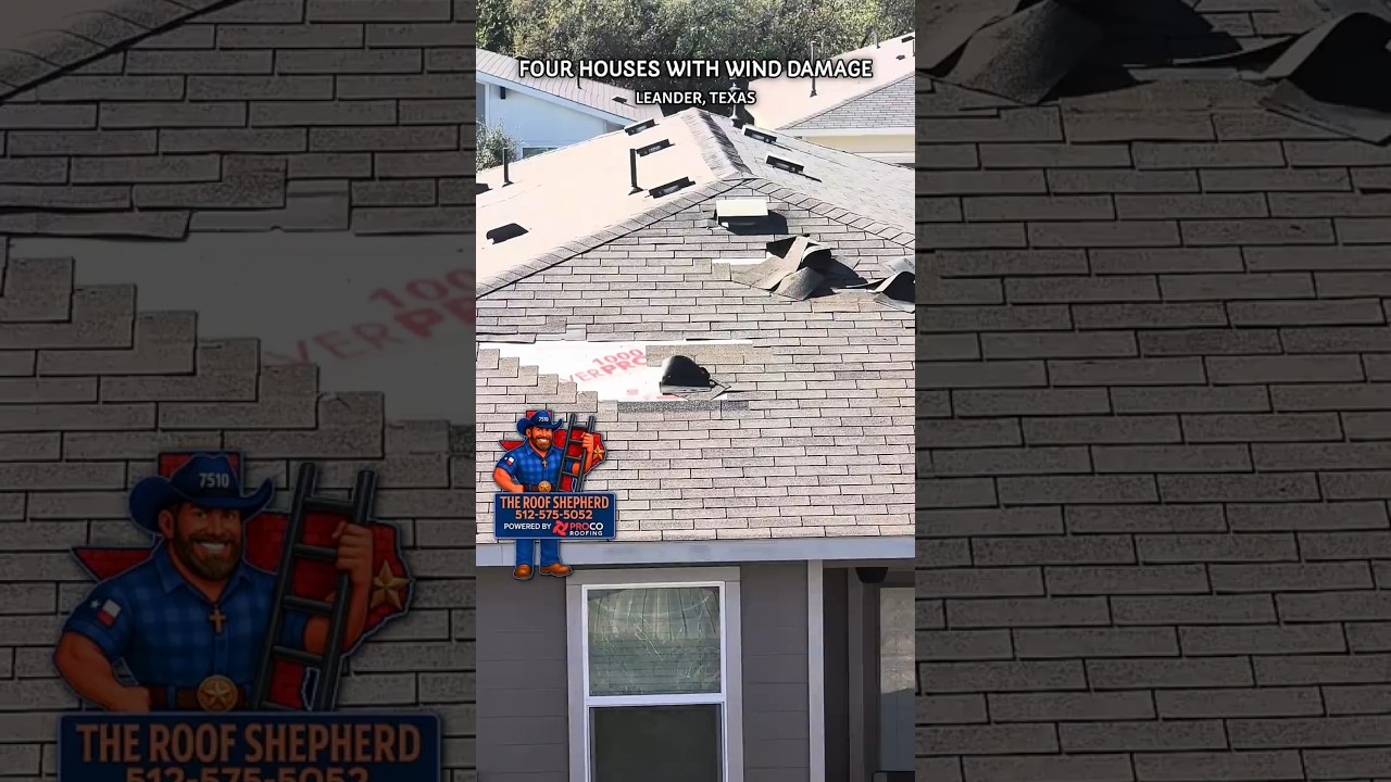 Leander Texas Wind Damage: Shingles Blown Off Multiple Homes
