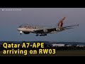 Qatar Airways A7 APE Arriving On RW03 At Perth Airport