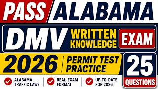Pass Alabama DMV Written Knowledge Exam 2026 | 25 Permit Test Practice Questions