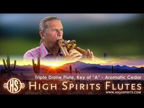 Triple Drone Flute, Key of "A" - Aromatic Cedar