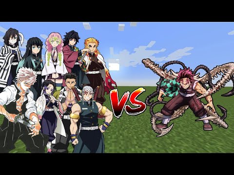 Demon Tanjiro vs All Hashiras! Minecraft Mob Battles!