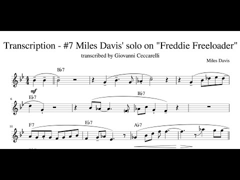 Transcription - #7 Miles Davis' solo on "Freddie Freeloader"