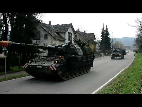 German Panzerhaubitze 2000's seen at excercise Quadriga 2024.