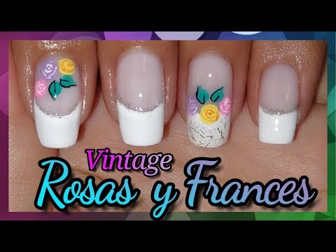DECORACIÓN DE UÑAS FRANCÉS Y ROSAS VINTAGE ♥ NailArt By Andy