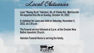 Obits for November 7, 2022