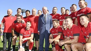 video: Warren Gatland calls in son Bryn to train with Wales as Prince Charles visits team in Tokyo