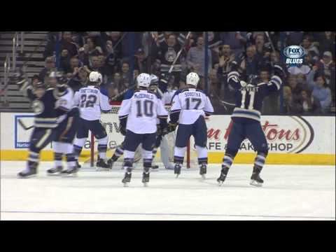 Cam Atkinson high tip deflection goal 1-1 April 12 2013 St. Louis Blues vs Columbus Blue Jackets NHL