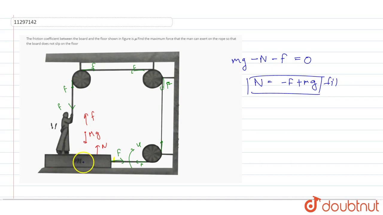Watch video The friction coefficient between the board and the floor shown in figure is `mu` Find the maximum Now The friction coefficient between the board and the floor shown in figure is `mu` Find the maximum