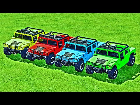 TRANSPORTATION OF COLORED MILITARY HUMVEES WITH A MERCEDES BENZ TRACTORS - Farming Simulator 2022