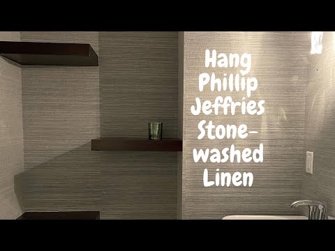 Phillip Jeffries Stonewashed Linen Wallpaper Installation in a Powder Bath - Spencer Colgan