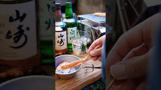 日本酒 と 山崎ハイボール で蟹の炭火焼きを楽しむ🦀 #山崎ハイボール #日本酒初日の出