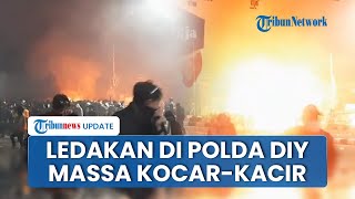 Ledakan Dahsyat di Halaman Mapolda DIY seusai Pendemo Bakar Mobil, Massa Aksi Kocar-kacir