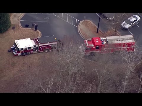 Sky 4 shows scene of crash in parking lot of Upstate school