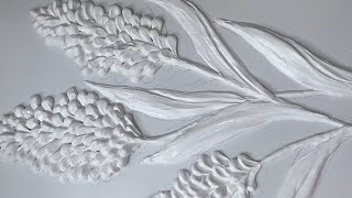 How to Paint White flower with texture paste | Lavender Texture on canvas |DIY 3D Textured Art