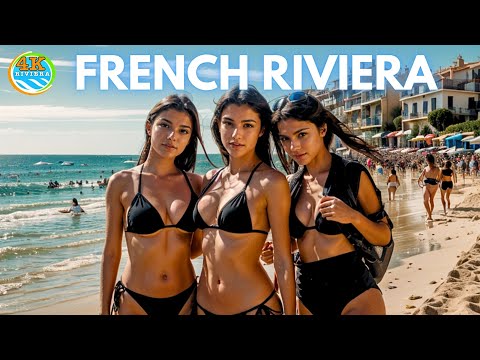 Saint Tropez and Cannes Sun and Sand: 4K Beach Walk Adventure 2023💛