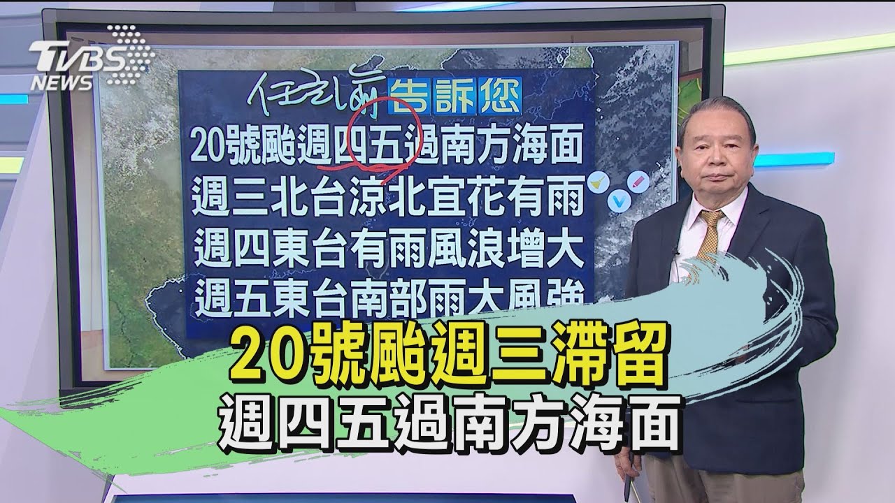 20號颱週三滯留　週四五過南方海面