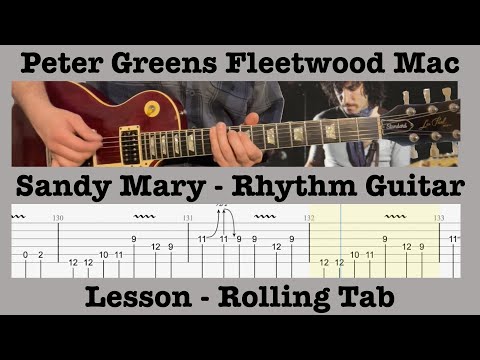 Sandy Mary - Peter Green - Fleetwood Mac - Rhythm Guitar Lesson -  Cover - Rolling Tab