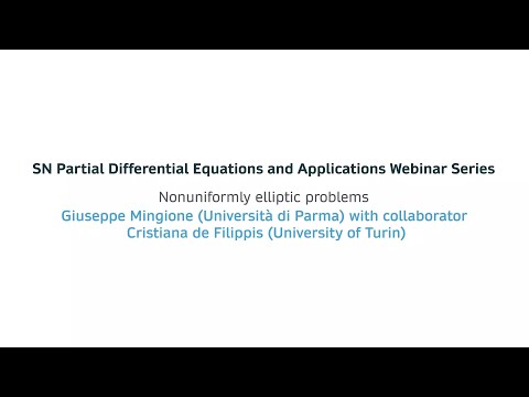 SN Partial Differential Equations and Applications Webinars - Giuseppe Mingione