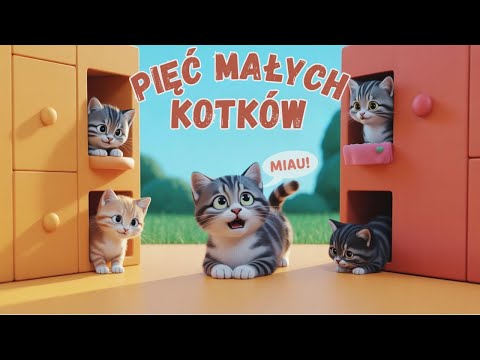 Pięć małych kotków 🎵 Nauka liczenia i odpowiedzialności | Bajkowe Piosenki