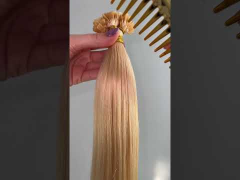 Волосся для гарячого нарощування на капсулах, 50 см, пряме, 100 пасом, світлий блондин (613) video