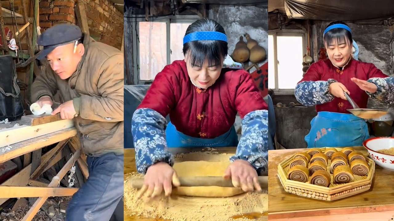 秀英做的驴打滚糯糯唧唧的嘎嘎好吃#food #民间手艺人 #delicious #cooking