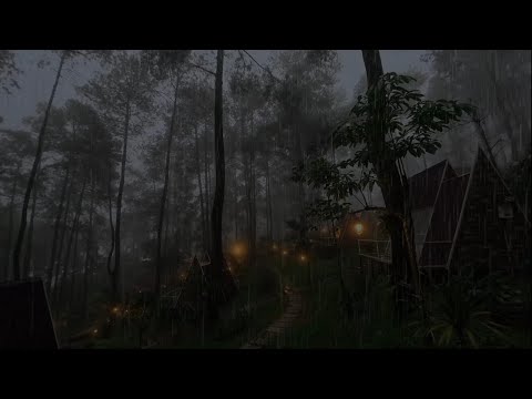 Fall Asleep Fast with Heavy Rain in Pine Forest & Powerful Thunder | Sleep Instantly, Beat Insomnia