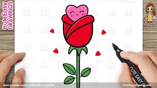 How to Draw a Cute Easy Rose - Step by Step for Kids and Toddlers! 💕✨