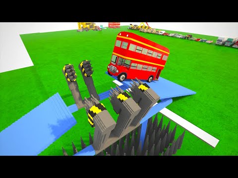 Large Spinner Spikes VS Cars Bus Trucks 💥 | Teardown