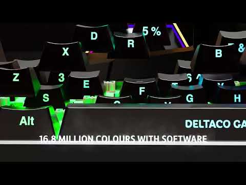 Bevielė 65% klaviatūra DELTACO GAMING DK440R priekiniai lazeriniai klavišai, RGB, Kailh Raudona, N klavišo apvertimas, JK išdėstymas, rožinė / RGB / GAM-100-UK video