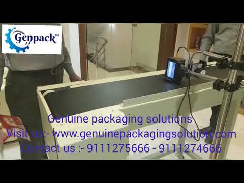 inkjet Printer with Conveyor For label, boxes ,pouches //  batch coding