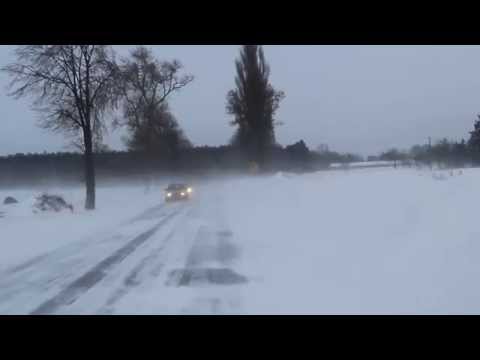 Zima 2014 - przejażdżka drogą krajową nr 63 Sabnie - Kurowice, powiat sokołowski