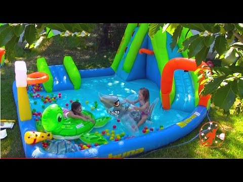 Giant Inflatable Water Slide & Shark Disney Princess Surprise w Warheads Sour Candy + Peppa Pig