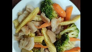 ឆាសាច់ជ្រូកបីជាន់ជាមួយបន្លែចម្រុះ- Stir fry Mix Vegetables with Pork- #Local food