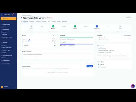 Tutoriel vidéo : Suivre ses chantiers — Formation FacturesPro