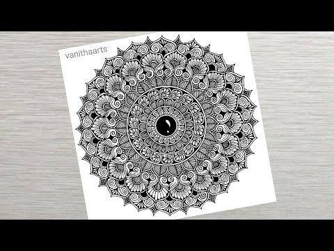 How to draw a Mandala Art for Beginners Step by Step Tutorial Easy Mandala Drawing vanithaarts
