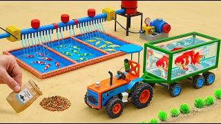 DIY Mini Tractor Builds 3-Compartment Fish Pond & Water Pump System 🚜💧| HP Mini
