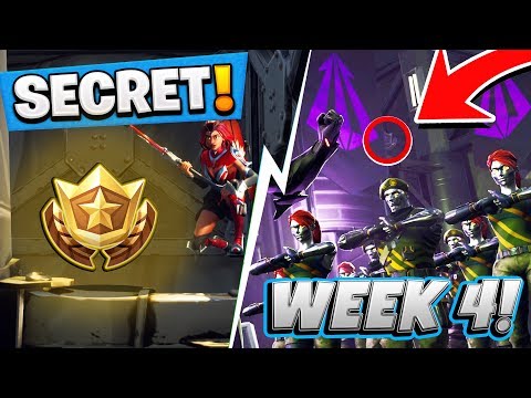 Fortnite: Season 4 WEEK 4 HIDDEN Battlestar Location! FREE Battle Pass Tier (Secret Blockbuster #4)