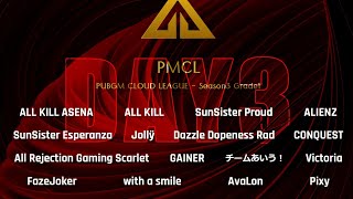 1.25『PMCL - Season3 Grade1 Day3』 実況配信（神視点）【PUBG MOBILE】