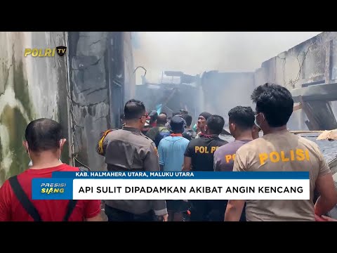 POLRES HALMAHERA UTARA BANTU ATASI KEBAKARAN DI PASAR RAWAJAYA TOBELO