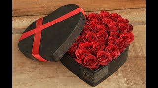 Filling HEART SHAPE  flower box with roses
