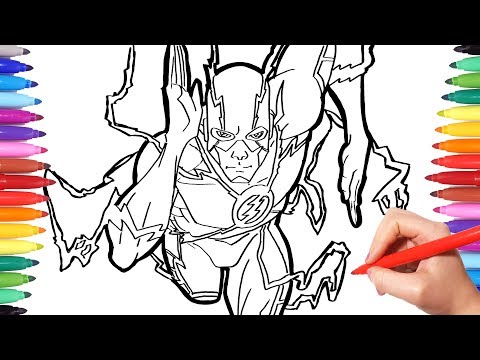 Superheroes Coloring Pages | Watch How to Draw Flash | The Flash Justice League Coloring Book