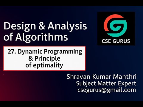 27. Dynamic Programming and Principle of optimality