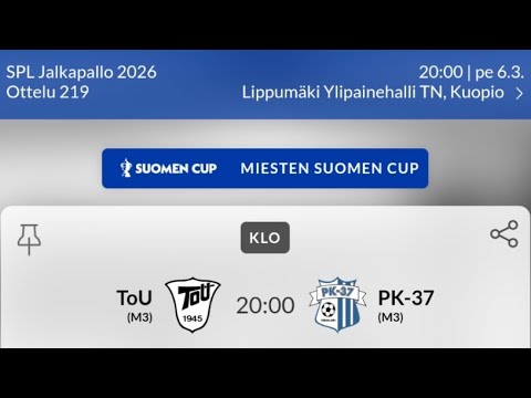 ToU - PK-37, Miesten Suomen Cup, 06.03.2026