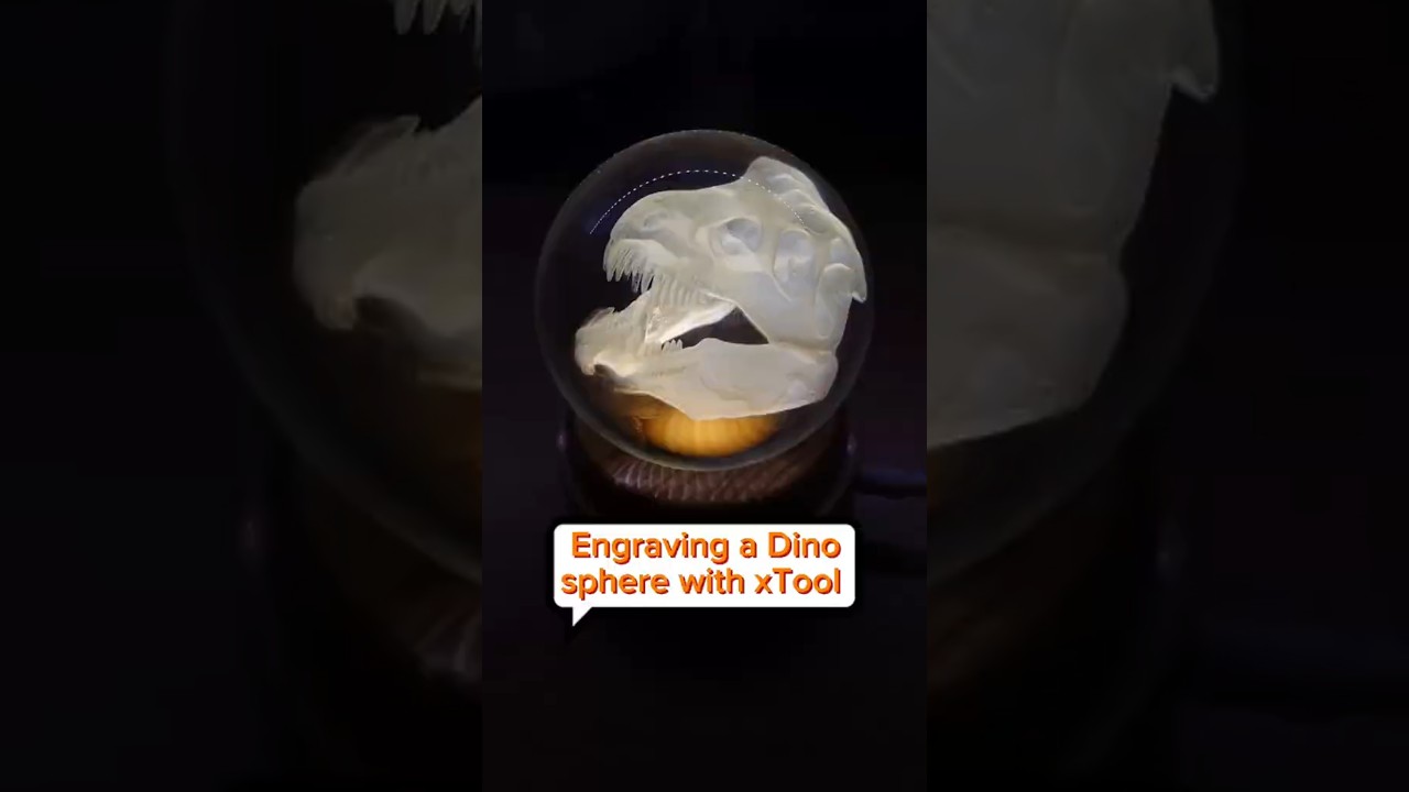Glass dinosaur sphere inner engraving - YouTube