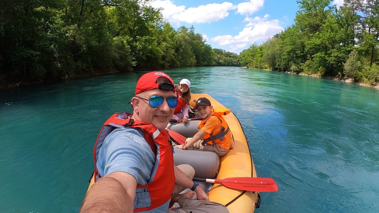 Experience rafting on the rapid currents of Aare River.