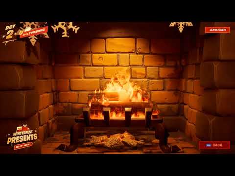 Fortnite Winterfest Relaxing Cozy Fireplace in Cabin 4K 1 Hour