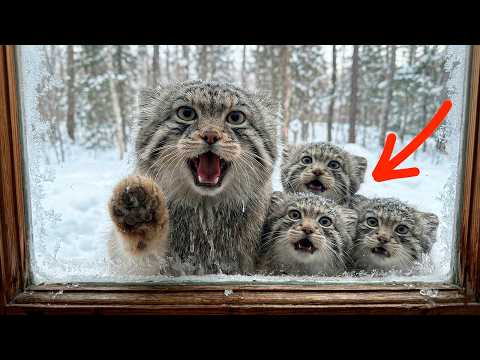 Pallas cat mom SCREAMED at the window in -40°C, begging to save her kittens!