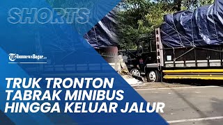 Diduga Rem Blong, Truk Tronton Tabrak Minibus di Cilincing hingga Terseret Keluar dari Jalur
