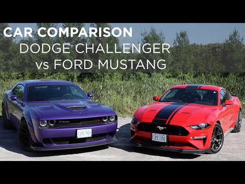 Ford Mustang GT vs Dodge Challenger Scat Pack | Car Comparison | Driving.ca