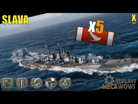 X Slava, Random 144k DMG, 5 Kills, Few Achievements with a Kraken | World of Warships Gameplay